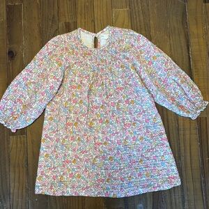 Zara Girls Floral Dress in Pink, Yellow, Green, Blue smocked textured 3-4T